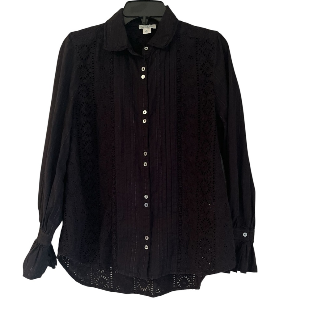 Sundance Lace and Cotton Button Down Blouse size M